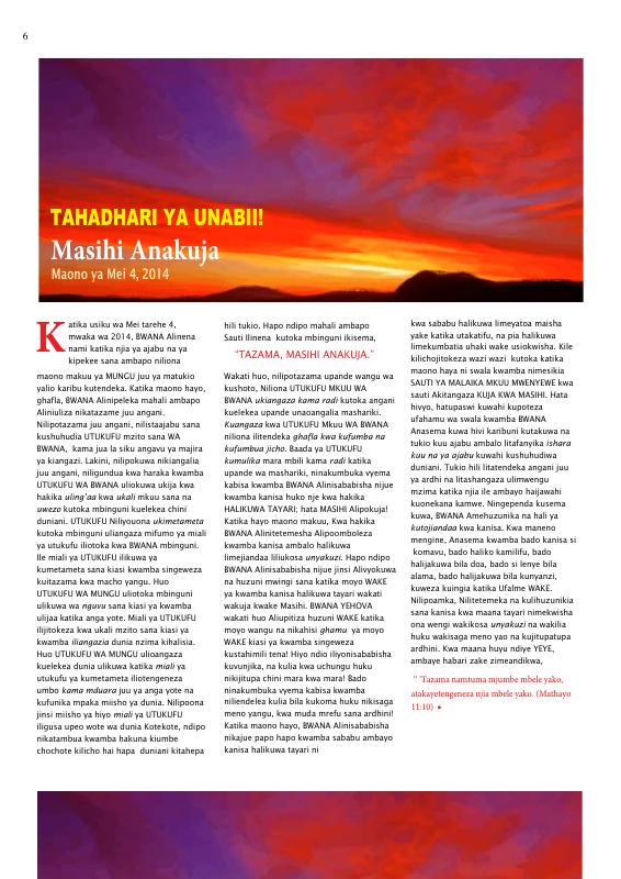 PROPHECY ALERT!- TAHADHARI YA UNABII-1